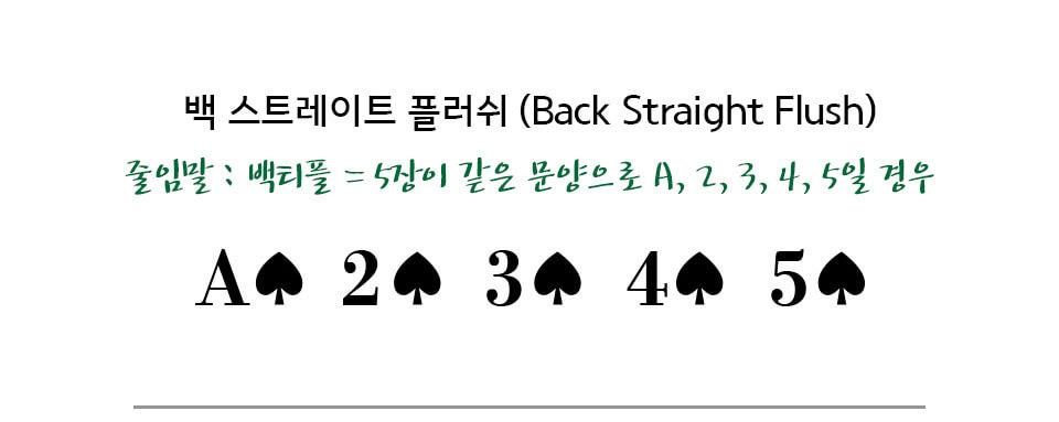 [포커 족보] 백 스트레이트 플러쉬(Back straight flush)